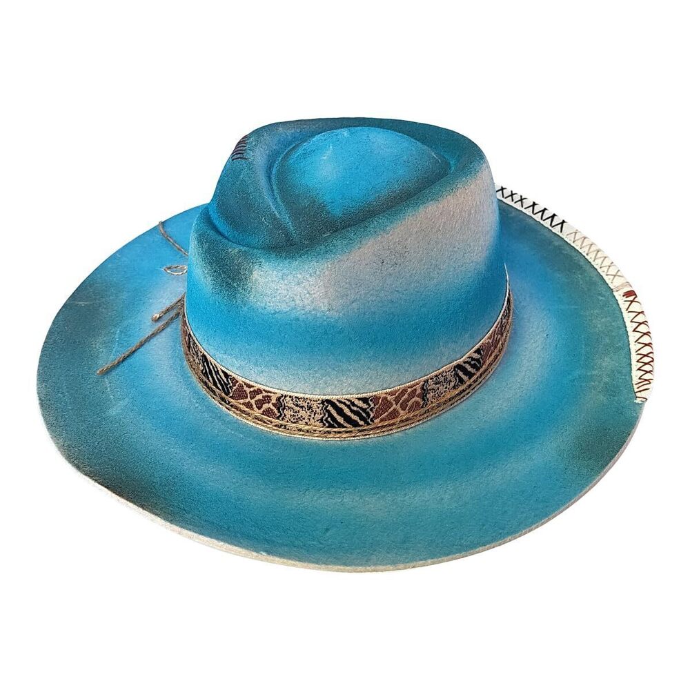 6681 Fedora Hat , Classic Wool Wide Brim Handmade Felt Hat with Feather